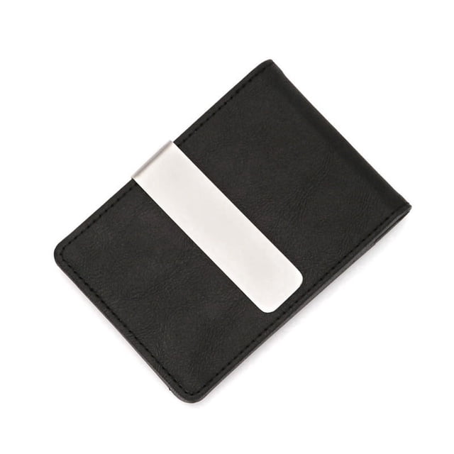 Cartera creativa de cuero de PU para hombre con solapa y clip dorado para tarjetas cortas