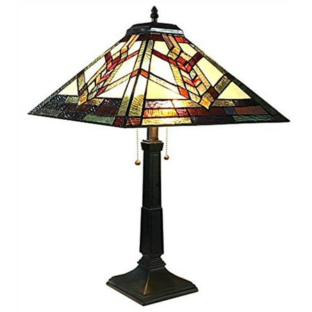 CHLOE Lighting WYLIE Tiffany-style 2 Light Mission Table Lamp 16" Shade