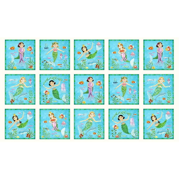 Elizabeth's Studio Little Mermaid 23" Panel 100% Cotton Sold By The Panel