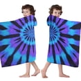 thumbnail image 4 of Blue Purple Tie Dye Pattern Hooded Bath Towel，60"x35" for Ages 3 To 12 Kids, Quick Dry Lightweight Soft Microfiber Hood Beach Towel Cover Up for Kids, 4 of 7