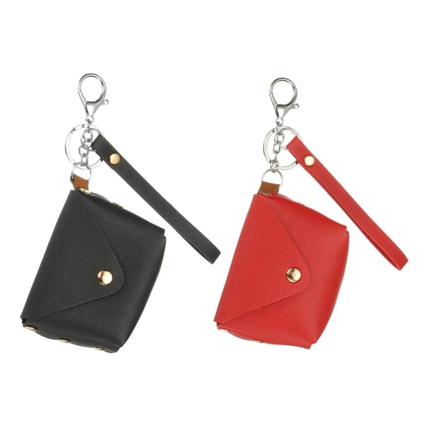 Llaveros de monedero Uxcell, mini llavero de bolsa tote lindo, pouch para auriculares, bolsa de monedas, encanto de monedero negro, rojo
