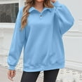 thumbnail image 2 of Htigea Womens Button Down Lapel Sweatshirts Casual Loose Pullover Thin Fleece Long Sleeve Tops Blue XL, 2 of 9