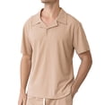 thumbnail image 1 of pstuiky camisetas de hombre, Camisa de verano de manga corta de color liso para hombre, estilo cárdigan informal de moda para el hogar camisetas de hombre l, 1 of 8