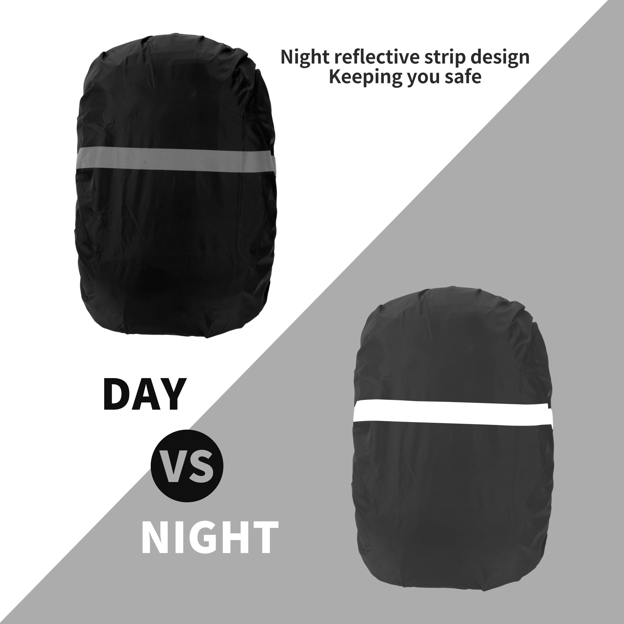 Unique Bargains Reflective Waterproof Backpack Rain Cover for Outdoor Hiking, Black