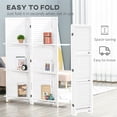 thumbnail image 4 of HOMCOM 4 Panel 67" Tall Wood Privacy Screen Room Divider with 3 Display Shelves, and Folding Storage for Bedroom or Home Office, White, 4 of 9
