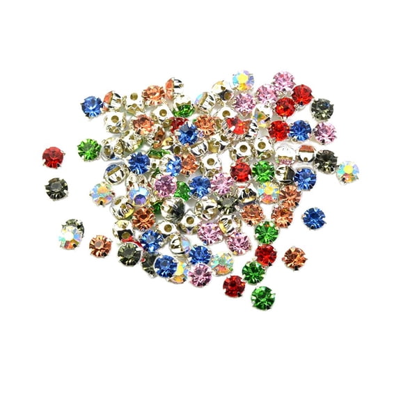 100x Lot Diamante Round Sew On Rhinestones Beads Embellishments for