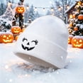 thumbnail image 5 of SYMOID Womens Hall-oween White Pumpkin Embroidered Beanie, Cuffed Knit Winter Hats,Size Free Size, 5 of 5