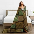 thumbnail image 2 of DouZhe Ultra-Soft Micro Fleece Lightweight Flannel Bed Blanket, Geometric Rock Wall Tiles Print Cozy Warm Throw Blankets, 60"x50", 2 of 7
