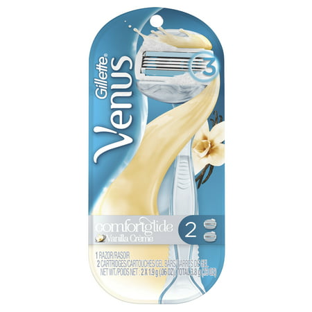 Gillette Venus ComfortGlide Vanilla Creme Women's Razor - 1 Handle + 2 (Best Shaving Cream For Double Edge Razor)