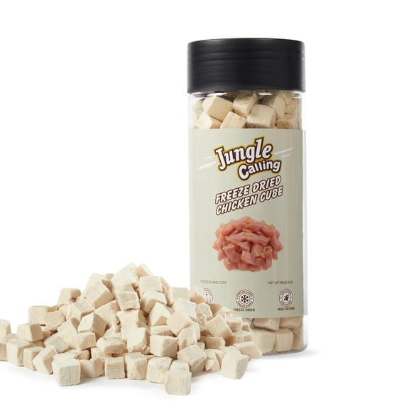 Jungle Calling Freeze Dried Cat and Dog Treats Grain Free, Raw Single Ingredient Chicken High Protein Snacks for Training