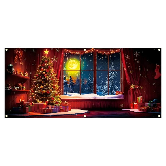 Hearth & Gear Fluorescent Garage Door Banner | Festive Holiday For Parties | 157x71in Santa Photography Background Indoor Banner Holder Small Flags for Yard round Flag Pole Bracket Canadian Flag 3x5