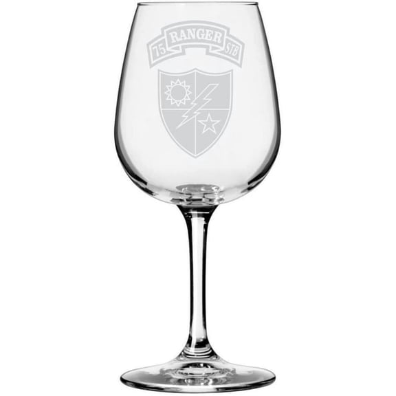 United States Army 75th Ranger Special Troops Battalion Etched All Purpose 12.75oz Libbey Wine Glass