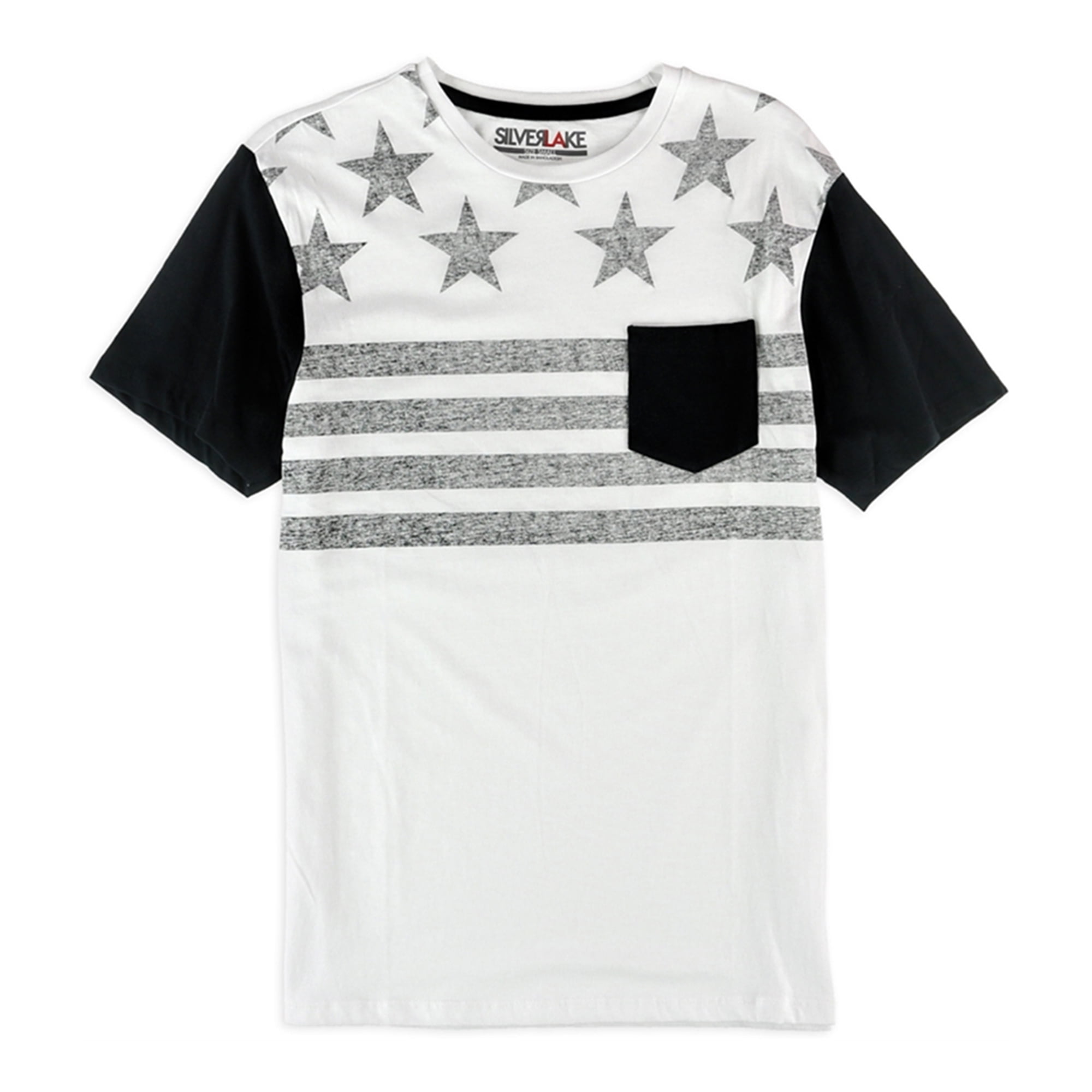 Silver Lake Mens Tweed Stripe Pocket Graphic T-Shirt Black Small