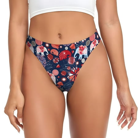 Rateoe Elephants Pattern Seamless Women Underwear Thongs No Show Ladies Thong No Line Breathable Comfortable Panties Undies for Women-3X-Large