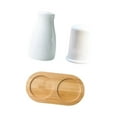 thumbnail image 4 of Salero y pimentero, especiero de estilo rústico, con bandeja, tarros para condimentos, dispensador de especias, coctelera de cerámica para barbacoa, C, 4 of 8