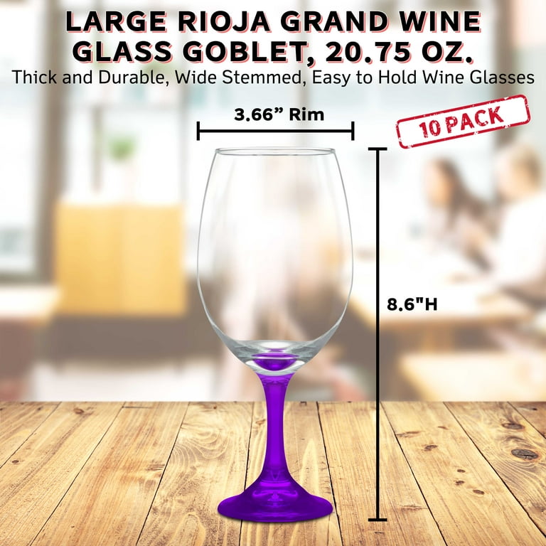 DISCOUNT PROMOS 10 ARC Cachet White Wine Glasses Set, 16 oz. - Personalized  Text, Logo - Wedding, Favors, Cheap, Sturdy - Pink