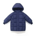 thumbnail image 2 of Riecok Hooded Puffer Jacket Kids with Pocket Long Sleeve Zip up Solid Color Winter Warm Casual Outwear Navy 6 Years, 2 of 4