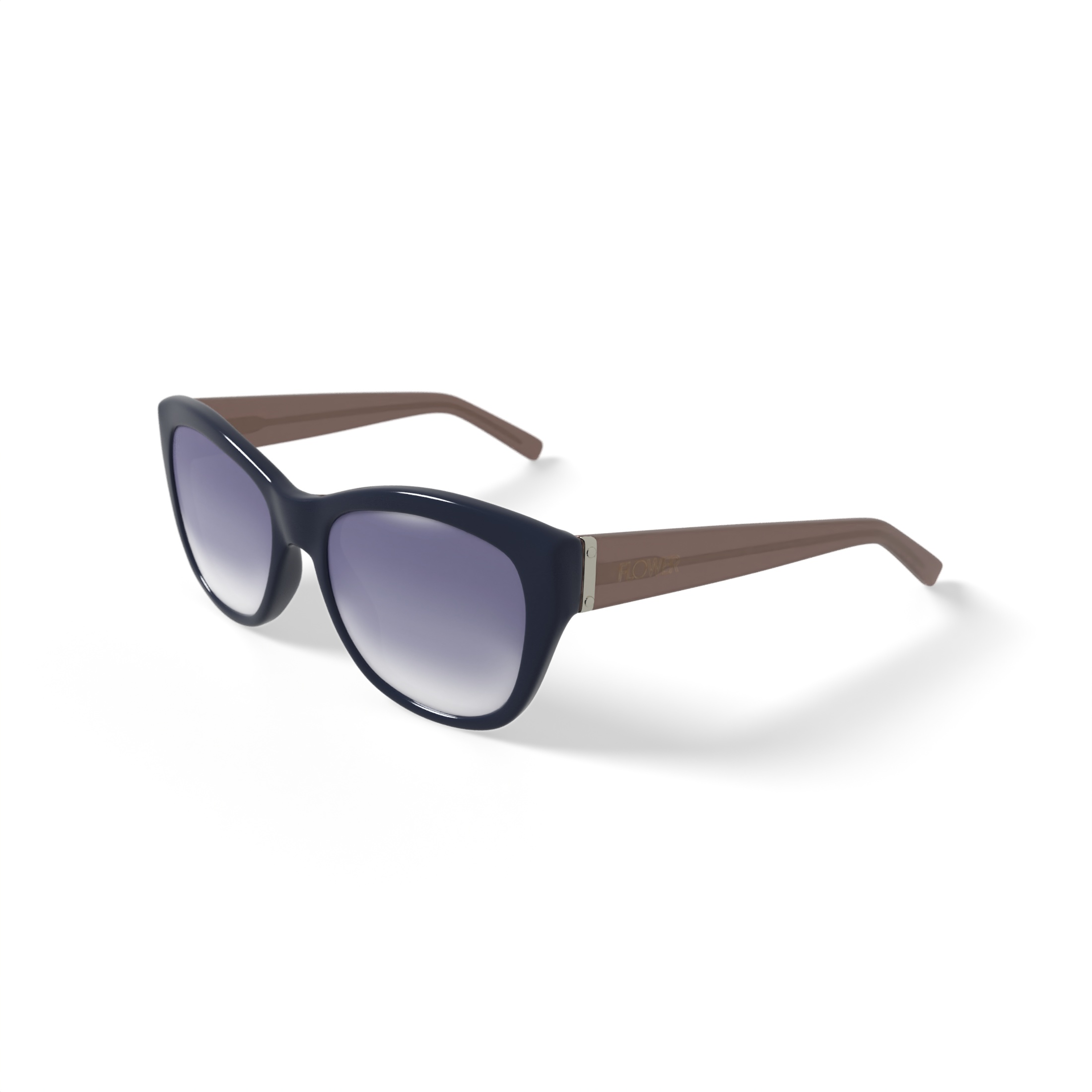 FLOWER Women's Rx'able Fashion Sunglasses, FLR1000, Charlie, Navy, 54-18-135, with Case