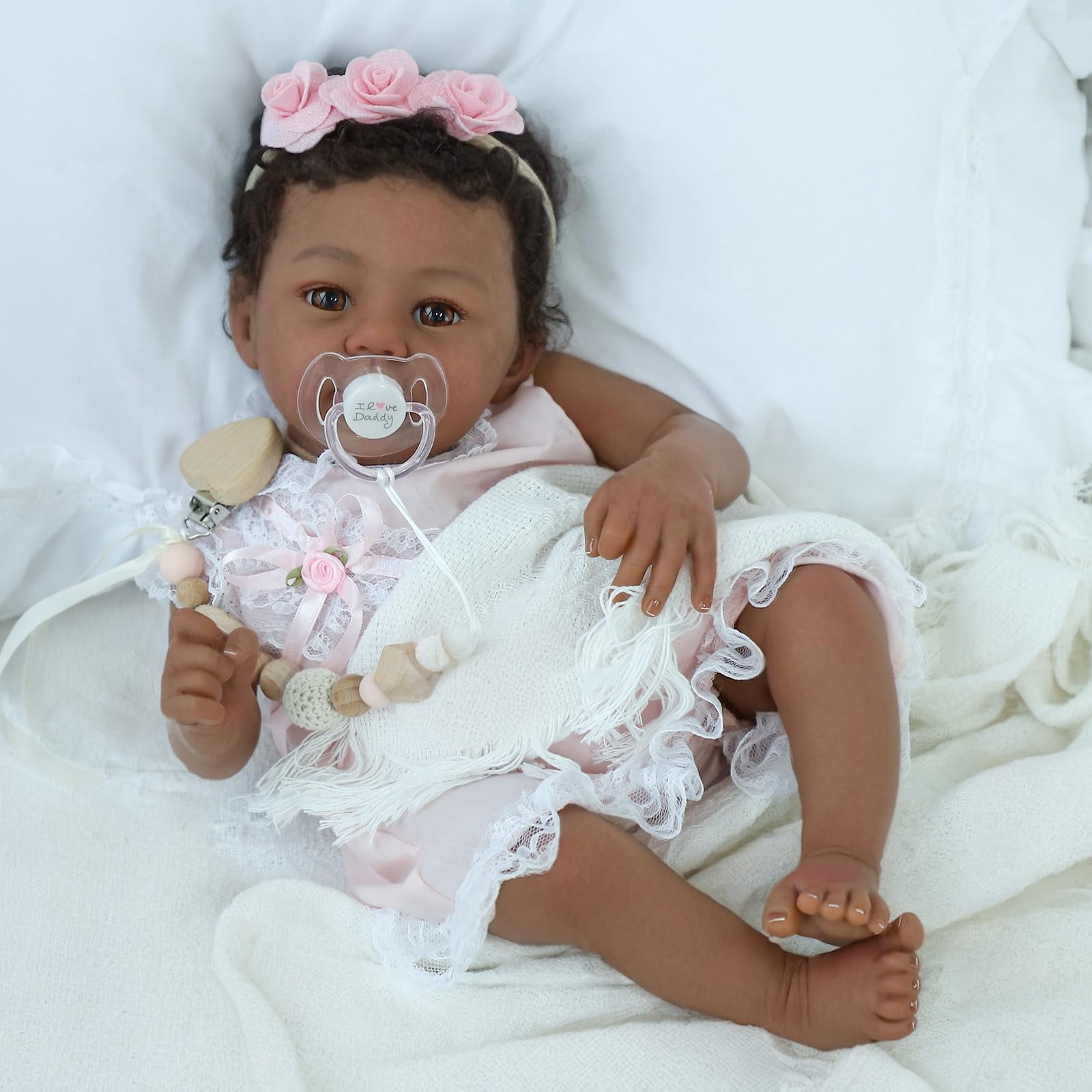 Reborn Baby Doll Black – 18-Inch Realistic Lifelike African American Newborn Handmade Doll with Real Life Soft Weighted Cloth Body and Accessories – Gift Set for Kids Ages 3 and Up