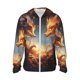 thumbnail image 1 of Fotbe Red And Gray Flame Fox Chaqueta con Protección Solar UPF 50+ para Hombre y Mujer, Camisa con Capucha y Bolsillos-Medium, 1 of 7