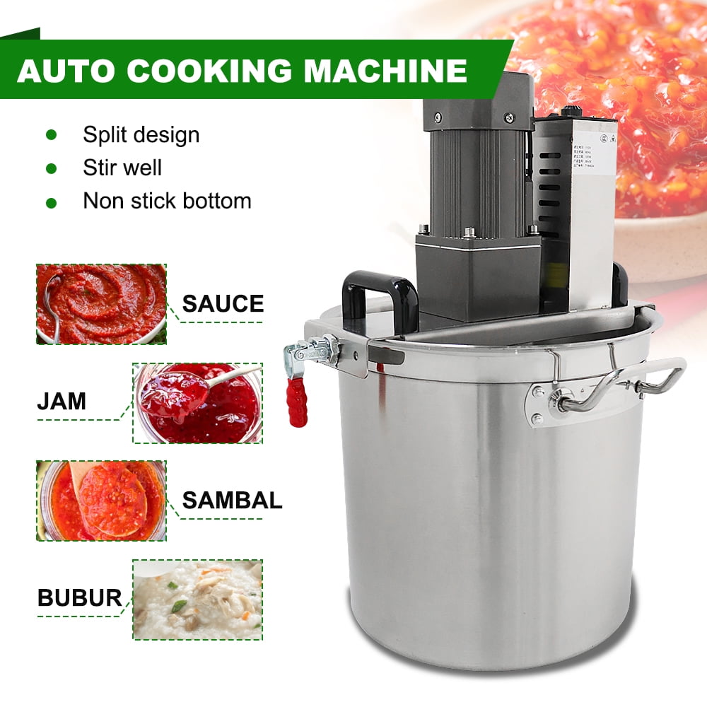 HNZXIB 25L Automatic Food Mixer Commercial Stainless Steel Food Mixer Hot Pot Stirrer Seasoning Frying Machine 110V Adjustable stirring speed For Jam Sauce