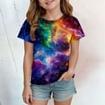 thumbnail image 2 of WMQPNNS Summer Shirts for Girl Girls Tops Size 10-12 Casual Loose Short-Sleeved T-Shirts Relaxed Fit Crewneck Cotton Tops Shirts Holiday Tops(Size 12-13 Years, 3-Dark Purple), 2 of 4