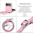 thumbnail image 6 of Wallet Case for Samsung Galaxy Z Flip 3 Card Holder, Embossed PU Leather Cover Removable Adjustable Shoulder Neck Strap Lanyard Phone Case for Samsung Galaxy Z Flip 3 Crossbody Rose Gold, 6 of 16