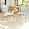 thumbnail image 5 of Martha Stewart Indoor-Outdoor Stackable Bistro Chair with Gray Woodgrain Aluminum Finish Frame and White/Gray Woven Rattan Back and Seat, 5 of 12