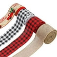 thumbnail image 2 of 2 Rolls Christmas Burlap Ribbon, Plaid Wrapping Ribbon Xmas Decorative Ribbon for Christmas Big Bow, Wreath, Xmas Tree Decoration, Type 2, 2 of 11
