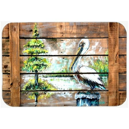 

Summer by the Lake White Pelican Glass Cutting Board Large