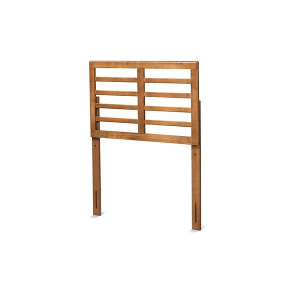 Baxton Studio Salome Mid-Century Modern Walnut Brown Finished Wood Twin Size Open Slat Headboard