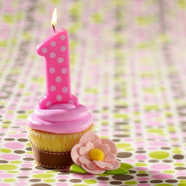 Pink 1st Birthday Polka Dot Candle