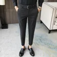 thumbnail image 4 of 9 pantalones de verano recortados para hombre, pantalones de traje rectos de talla grande para hombre, ropa clásica barata, tela de estilo coreano de lujo 2024, 4 of 5