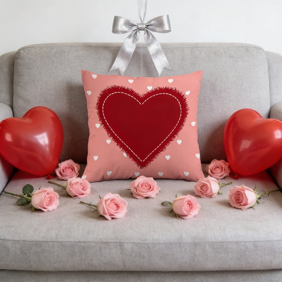 Deeceymbur Pillowcase Decorative Heart Shaped Valentine's Day Pattern Sofa Cushion Cover for Living Room Bedroom Festive Throw Pillow Case Home Decor Accent