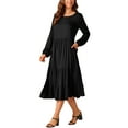 thumbnail image 4 of INSPIRE CHIC Women's Fall Casual Maxi Dresses Crewneck Flowy Tiered Boho Long Dress with Pockets, 4 of 4