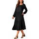 thumbnail image 4 of Vestidos maxi casuales de otoño para mujeres INSPIRE CHIC con cuello redondo, fluido, de capas, bohemio, largo, con bolsillos, 4 of 5