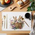 thumbnail image 2 of Spring Easter Placemats Set of 8 Bunny Floral Blooming Botanical Place Mats Indoor Wipeable Table Mats Washable Cloth Dining Table Placemats for Kitchen Holiday Party Home Decor 13x19 Inch, 2 of 9