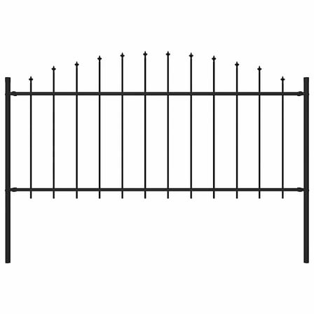 vidaXL Garden Fence with Spear Top Steel 71.3"x29.5" Black