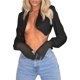 thumbnail image 1 of VISgogo Abrigos cortos para mujer Cuero de PU con solapa, un botón Estilo casual Ropa de primavera delgada VISgogo moda, 1 of 5
