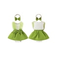 thumbnail image 2 of Suealasg Baby Girl Summer Outfits Sleeveless Pearl Bow Front Romper with Headband Set Newborn Clothes, 2 of 9
