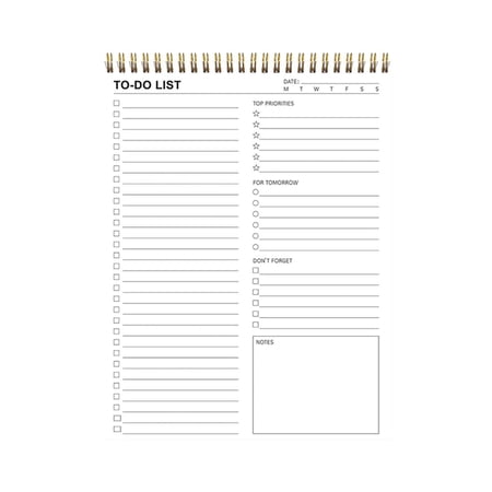To Do List Notepad, Undated Daily Planner Notebook with Task Checklist, 8.5x11 Spiral Bound Notepad for Work & Home Organization, 100 Pages, 100GSM Thick Paper