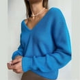 thumbnail image 2 of IROINNID Womens Sweater Knit V-Neck Pullover Sweater Solid Color Comfy Mid-Length Long Sleeve Hedging Knitting Sweater, 2 of 9