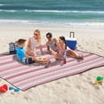 thumbnail image 5 of Extra Large Picnic Beach Blanket Waterproof Sand Proof Portable Outdoor Mat Pink Striped 60x80, 5 of 9