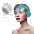 thumbnail image 4 of Kll Earth View World Map Pattern Shower Cap & Bath Cap For Women,Reversible Oversized Waterproof Shower Caps For All Hair Lengths,Elastic Reusable Bathing Hair Cap, 4 of 9