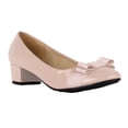 thumbnail image 1 of Krisp - Zapatos de piel con tacón bajo y lacito para chica mujer (Nude), 1 of 4