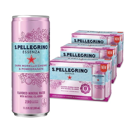 - S.Pellegrino Essenza Dark Morello Cherry & Pomegranate Flavored Mineral Water, 11.15 Fl Oz (Case of 24)