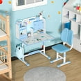 thumbnail image 5 of 2Pcs/Set Kids Study Desk Chair Set, Height Adjustable Children School Study Table Chair Set with Sitting Corrector, Ergonomic Desk Chair with Book Stand, Foot Pedal, Partition Design, 5 of 9