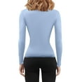thumbnail image 4 of SAATLERI Shirts for Women Fashion Crewneck Fitted Womens Long Sleeve Tops Casual Slim Basic T-Shirts Y2K Fall Clothes, 4 of 5