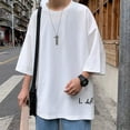 thumbnail image 2 of T-shirt Homme Manches Courtes Style Kong Polyvalent 5 Quarts Manches Courtes Simple Chemises Homme Blanc TTG, 2 of 4