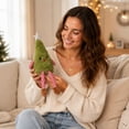 thumbnail image 4 of Plush Christmas Tree Figurine, Green Finish, Soft Dangling Legs Tabletop Ornament for Mantel, Shelf, Desk or Holiday Gift, 4 of 6